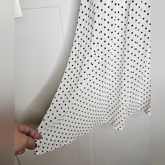 Lane Bryant White Polka Dot Dress  Knee Length Sleeveless V Neck Empire Waist 20 - Picture 6 of 15